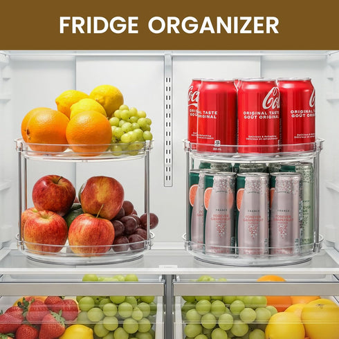 2 Countertop, Closet, 9.25'' Tier Non-Skid Acrylic Lazy Susan Turntable Organizer - Rotating Spice Rack - Spinning