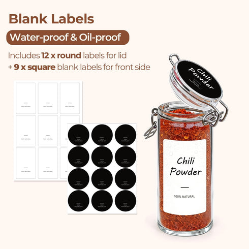 4 oz 6 Pack ComSaf Glass Spice Jars with Airtight Clamp Lids, Small Swing Top Glass Containers for Herb Storage, Pantry
