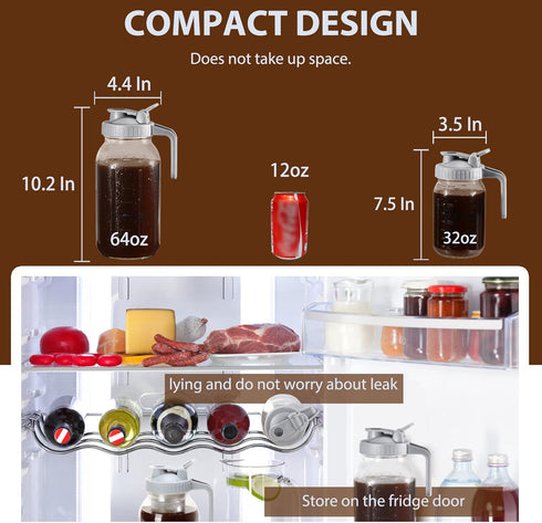 Cold Brew Coffee Maker Pitcher, 64 Oz Heavy Duty Glass Mason Jar with Stainless Steel Filter for Iced Coffee