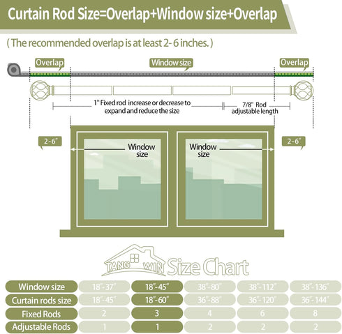 White Curtain Rods for Windows 18 to 60 Inch - 1 Inch Adjustable Heavy Duty Drapery Rods