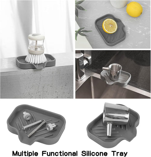 Counter-Grey 4.9"3.2" MicoYang Silicone Bathroom Soap Dishes with Drain Spout-Bathroom and Kitchen Sink