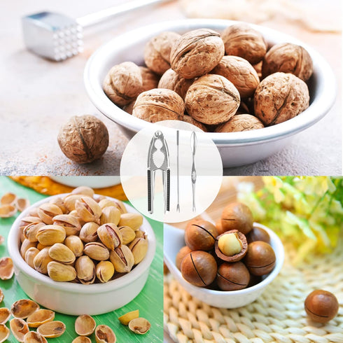 2 Nut Crackers Walnut Cracker Heavy Duty Shell Cracker with PCS Forks/Picks Stainless Steel Seafood Crackers Nutcracker