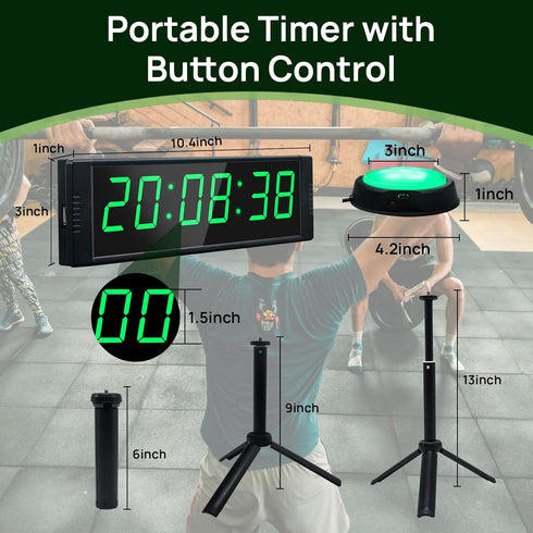 Countdown 12/24H YZ Gym Timer Clock for Home Gym, Fitness Timer with Stopwatch Button, Large Digital Stopwatch Clock