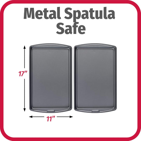 GoodCook Dishwasher Safe Nonstick Steel Cookie Sheet, Set of 2, 11'' x 17'', Gray, Silver
