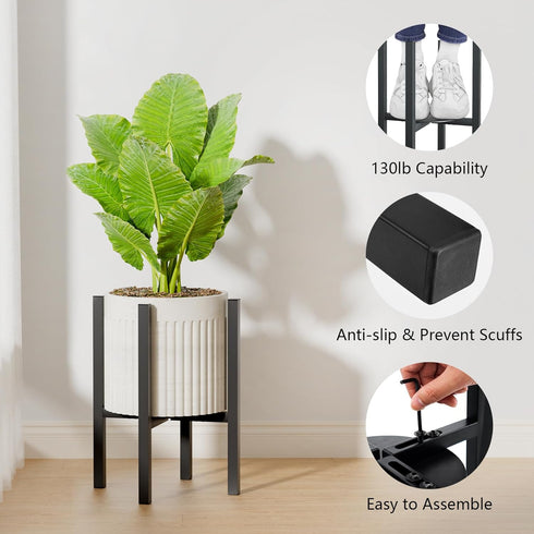 8 12 Inches Linpla Adjustable Metal Plant Stand Indoor Outdoor - Fits to Pots - Mid Century Modern Planter Stand Single