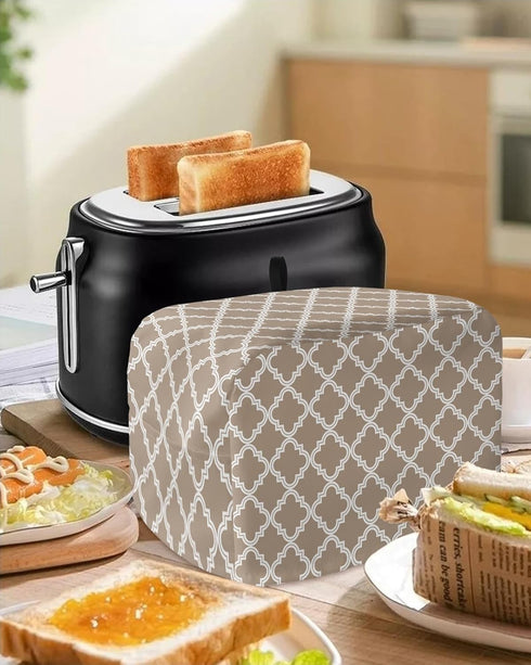 Toaster Cover 2 Slice, Beige Moroccan Pattern Geometric Dust-Proof Cover with Pockets for Kitchen Small Appliance