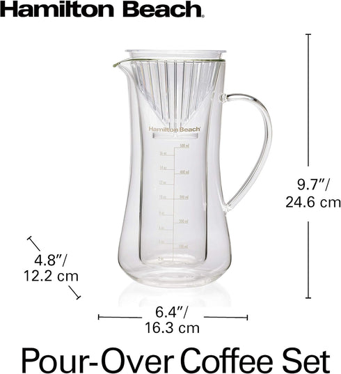 Hamilton Beach Pour Over Drip Coffee Maker, 17 Ounces, Glass Carafe