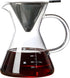 Pour Over Coffee Maker with Reusable Stainless Steel Drip Filter, Borosilicate Glass Carafe for 1-4 Cups