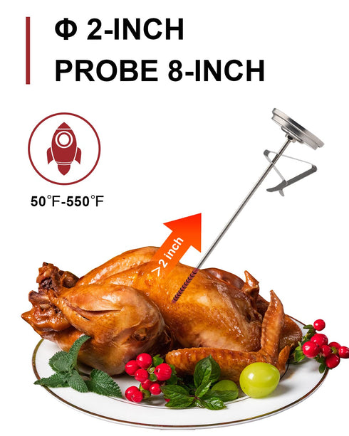 KT THERMO Candy/Deep Fry Thermometer with Instant Read, 8" Stainless Steel Stem for Meat Cooking, BBQ, Turkey
