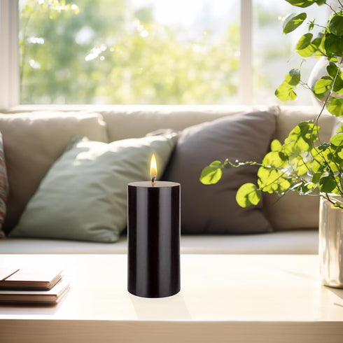 Mega Candles Unscented Solid Black Pillar Candle, Hand Poured Premium Wax, 3 Inch x 6 Inch