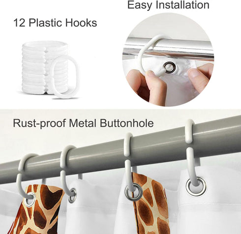 Moslion Giraffe Bathroom Shower Curtain, Wild Animal Watercolor Giraffe Design, Waterproof Polyester Fabric 72x72 Inch