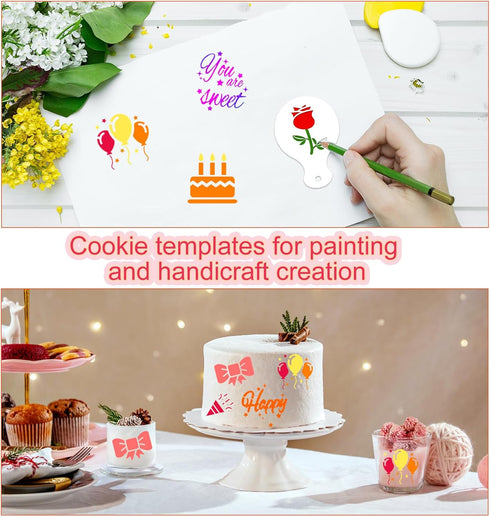 36pcs Cookie Stencils, Reusable Decorating Templates for Happy Birthday Cake and Cookie Baking Art Craft.
