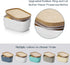 DOWAN Extra Large Ceramic Butter Dish - Airtight Butter Keeper with Wooden Lid for Countertop or Fridge, White