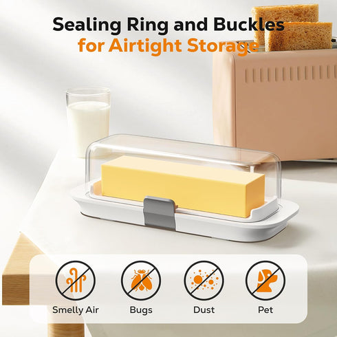 Countertop Pisol Butter Dish with Lid for and Refrigerator Door Shelf, Airtight Butter Keeper Container, Butter Holder