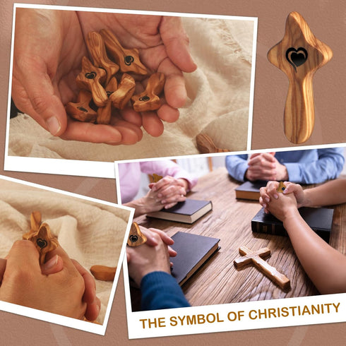 wellhouse Cross My Heart/Encouragement Gift Wooden Pocket Stress Fidget Cross Wood Christian Religious Gift