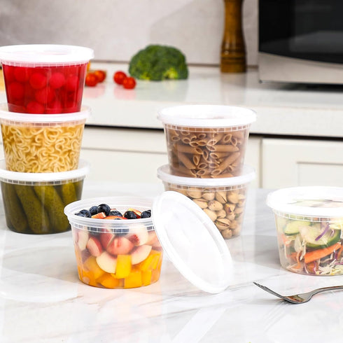 AOZITA 24 Sets 16 oz Plastic Deli Food Containers with Lids, Airtight Food Storage Containers,