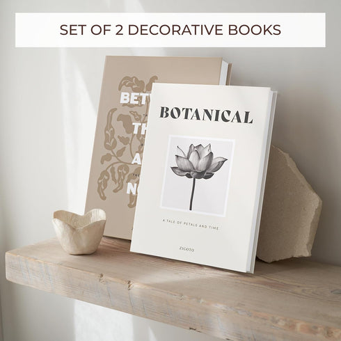 Set 2 ZICOTO Beautiful Decorative Books - of Boxes Enhance Your Coffee Table, Bookshelf or Mantel Decor - Aesthetic