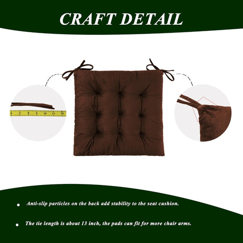 2 Set Rocking Chair Cushions Indoor Velvet Chair Pads High Back and Seat Cushion Piece Brown
