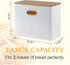 HOME PALETTE Countertop 2 Extra Large Bread Box for Kitchen Corner Breadbox for Homemade Bread Metal White Ear of Wheat