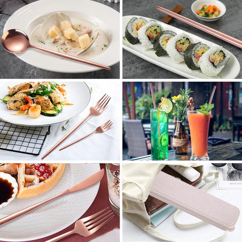 AARAINBOW 8 Pieces Portable Reusable Stainless Steel Flatware Set, Travel Utensils Including Chopsticks, Knife, Fork,