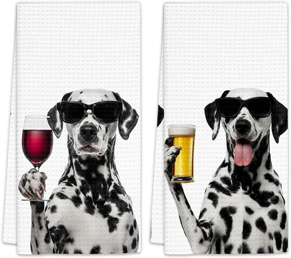 Dalmatian Gifts Wine Kitchen Towels Set of 2, Gifts for Dalmatian Dog