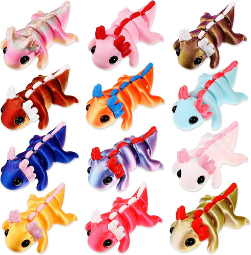Honoson 12 Pcs 3D Printed Animal Fidget 3D Mini Animal Flexible Cute Articulated