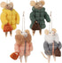 Set of 4 Christmas Felt Mice Ornaments - 4.7" Mini Hanging Wool Mouse Figurines for Holiday Decor