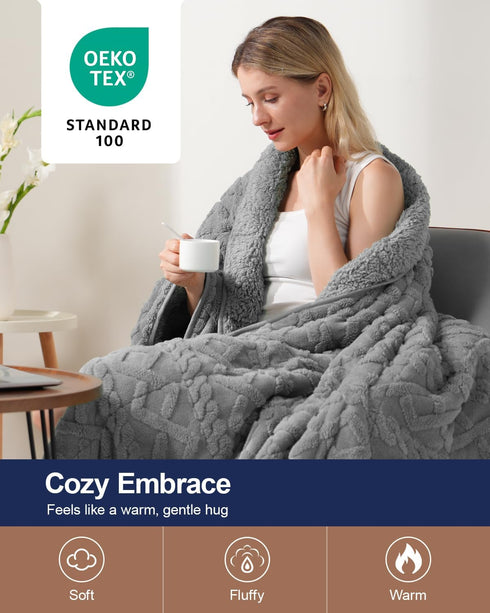 15 lbs (60"x 80", 15 Super Fuzzy Soft Sherpa Fleece Weighted Blanket, Dual Sided Fluffy Heavy Weighted Blankets