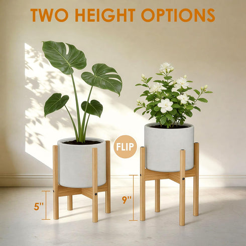 2 Pack 12 Inch ALIGADO Bamboo Plant Stands Indoor, for Up to Pots, Built to Fit Corners, Sturdy & Stable Design