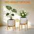 2 Pack 12 Inch ALIGADO Bamboo Plant Stands Indoor, for Up to Pots, Built to Fit Corners, Sturdy & Stable Design