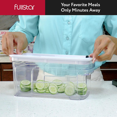 Fullstar All-in-1 Vegetable Chopper, Mandoline Slicer & Cheese Grater, 6 in 1, Black/White