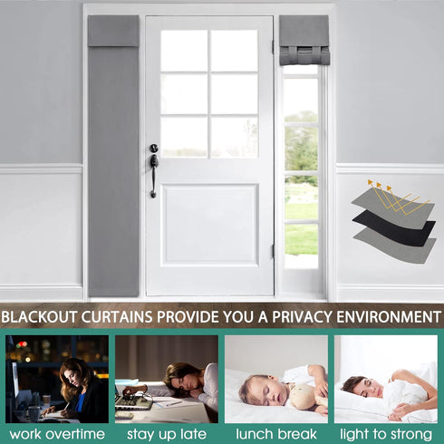 HOMEIDEAS Side Door Curtains for Small Windows, 2 Panel Privacy Covering for Glass Door, Grey