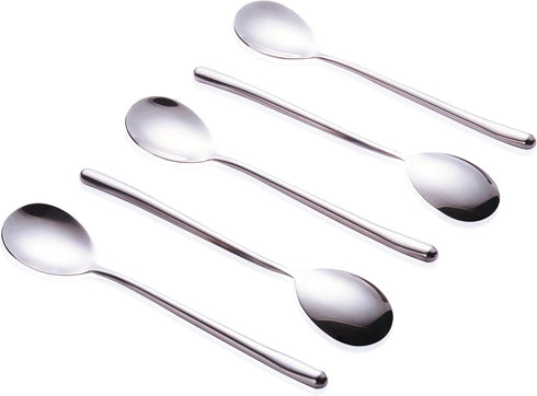 Miupoo Stainless Steel Long Handled Soup Spoons, Silver, 10 Piece (8.7x1.6 Inches)