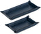 Navaris Faux Leather Tray Set - 2 Navy Blue Valet Organizer Trays for Bedside Table, Night Stand, Desk Storage