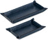 Navaris Faux Leather Tray Set - 2 Navy Blue Valet Organizer Trays for Bedside Table, Night Stand, Desk Storage