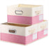 PRANDOM Foldable Storage Bins for Closet, 3-pack Decorative Fabric Storage Baskets with Leather/Metal Handles for