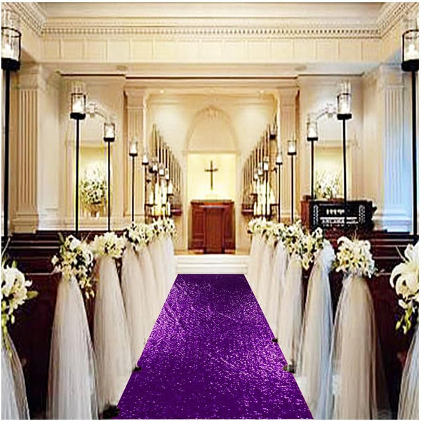 Partisout Aisle Runners for Weddings 2FTx15FT Royal Purple Sequin Rug for Ceremony Sparkle Carpet