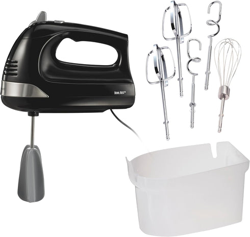 Hamilton Beach 6-Speed Electric Hand Mixer, 275 Watts with Whisk, Dough Hooks, Easy Clean Beaters, Black