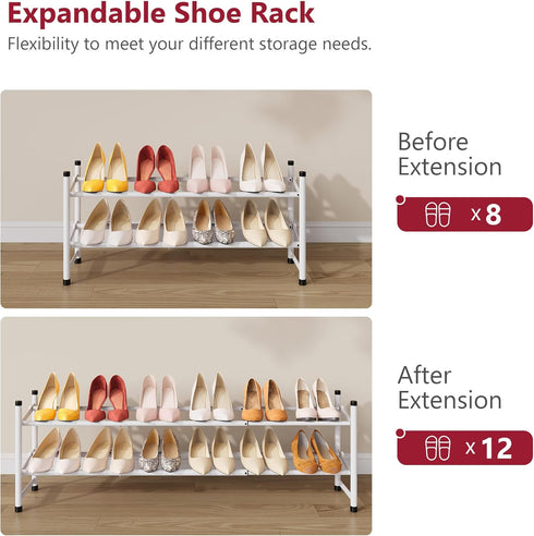 Closet 2 28-41 Closet, Tajsoon Expandable Shoe Rack for Tier, Adjustable & Stackable Shoe Shelf Storage, Metal Shoe