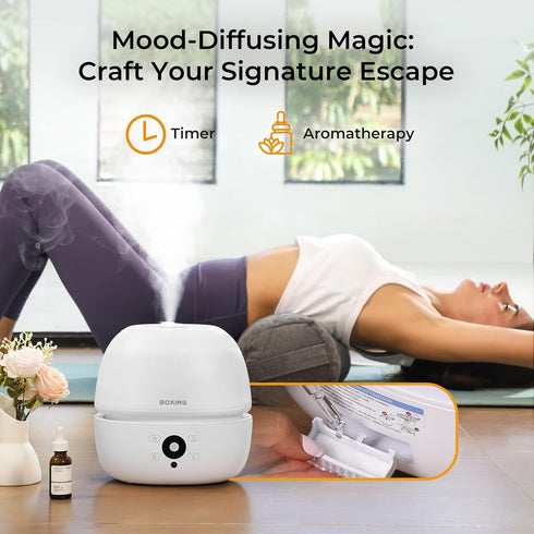 20dB 7 Mode,3L BOXING Top Fill Humidifiers for Bedroom Baby with Easy Remote, Quiet Cool Mist Air Humidifier for Large