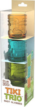 True Zoo Tiki Shot Glasses Set of 3 - Stackable Tropical Glassware, Holds 2 Ounces, Multicolor