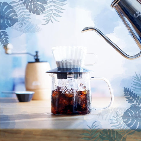 Carita WDG-155#05065 Wave Series Glass Coffee Dripper, Smoky Blue, for 1-2 People