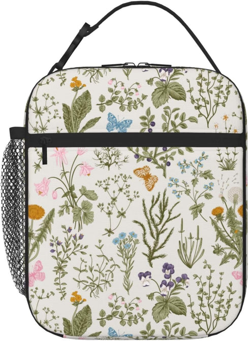 Pretty Wild Floral Insulated Lunch Bag, Reusable Cooler Tote for Girls & Boys, Leakproof Thermal Lunch Box for School