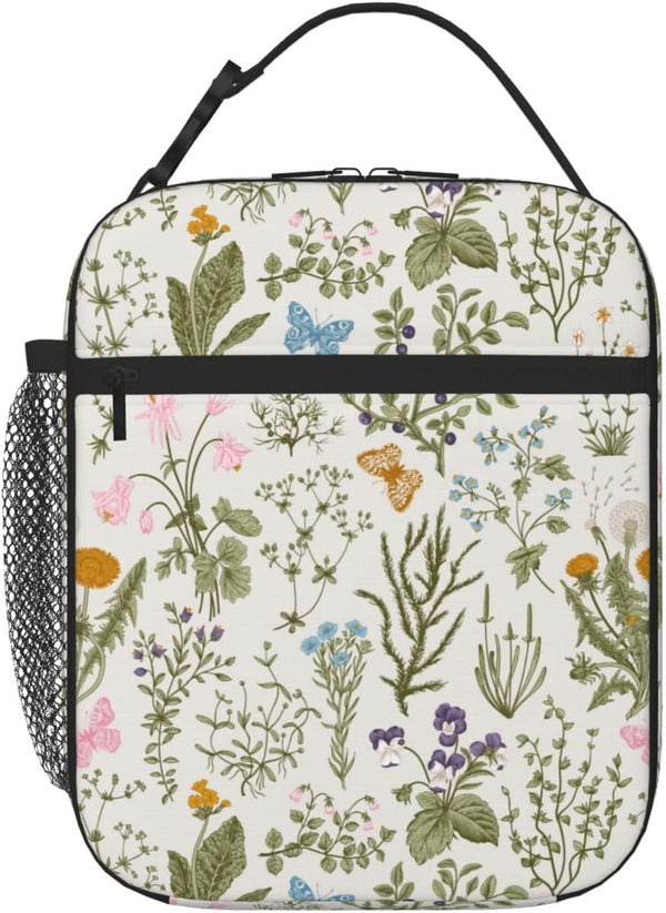 Pretty Wild Floral Insulated Lunch Bag, Reusable Cooler Tote for Girls & Boys, Leakproof Thermal Lunch Box for School
