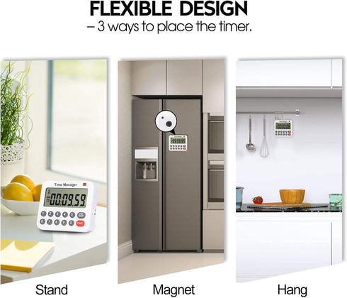 AIMILAR Digital Kitchen Timer - Magnetic Count Up Down Timer with Loud Alarm, Auto Shut-Off, 99 Hrs 99 Mins 99 Secs