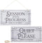 Stockroom Plus In Session Door Sign for Therapists - 5 x 10 in White PVC, 2 Pack Meeting In Progress & Quiet Please