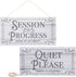Stockroom Plus In Session Door Sign for Therapists - 5 x 10 in White PVC, 2 Pack Meeting In Progress & Quiet Please