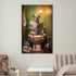 FireDeer Funny Bathroom Canvas Wall Art - Dog Reading Newspaper on Toilet Poster Humor Painting for Farmhouse Decor