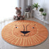 Poowe Orange Lion Round Kids Playroom Rug Alphabet Rug-Kids Play Mat Non-Slip Baby