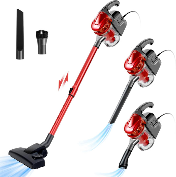 Corded Vacuum Cleaner with 17KPa Powerful Suction, 600W Motor, 4 in 1 Lightweight Handheld Stick Vacuum for Pet Hair,